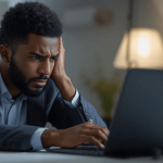 Business owner viewing a website that isn’t generating sales.